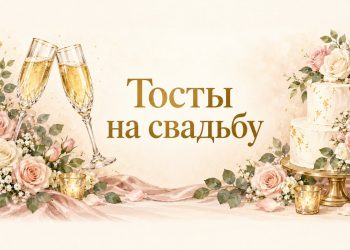 Тосты на свадьбу: бокалы над свадебным тортом с розами