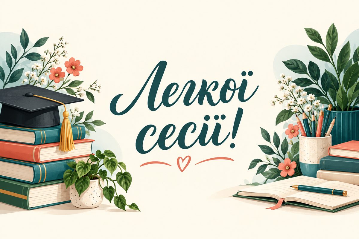 Легкої сесії! - листівка з Днем студента з днем народження
