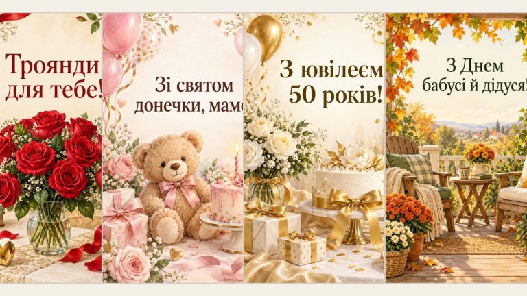 Вітальні листівки українською: добірки на всі свята
