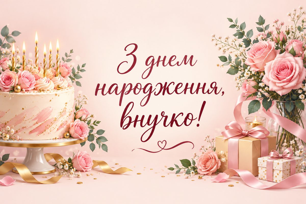 З днем народження, внучко! - листівка внучці