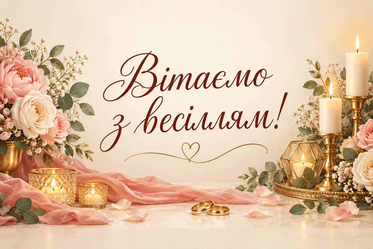 Вітаємо з весіллям! - весільна листівка