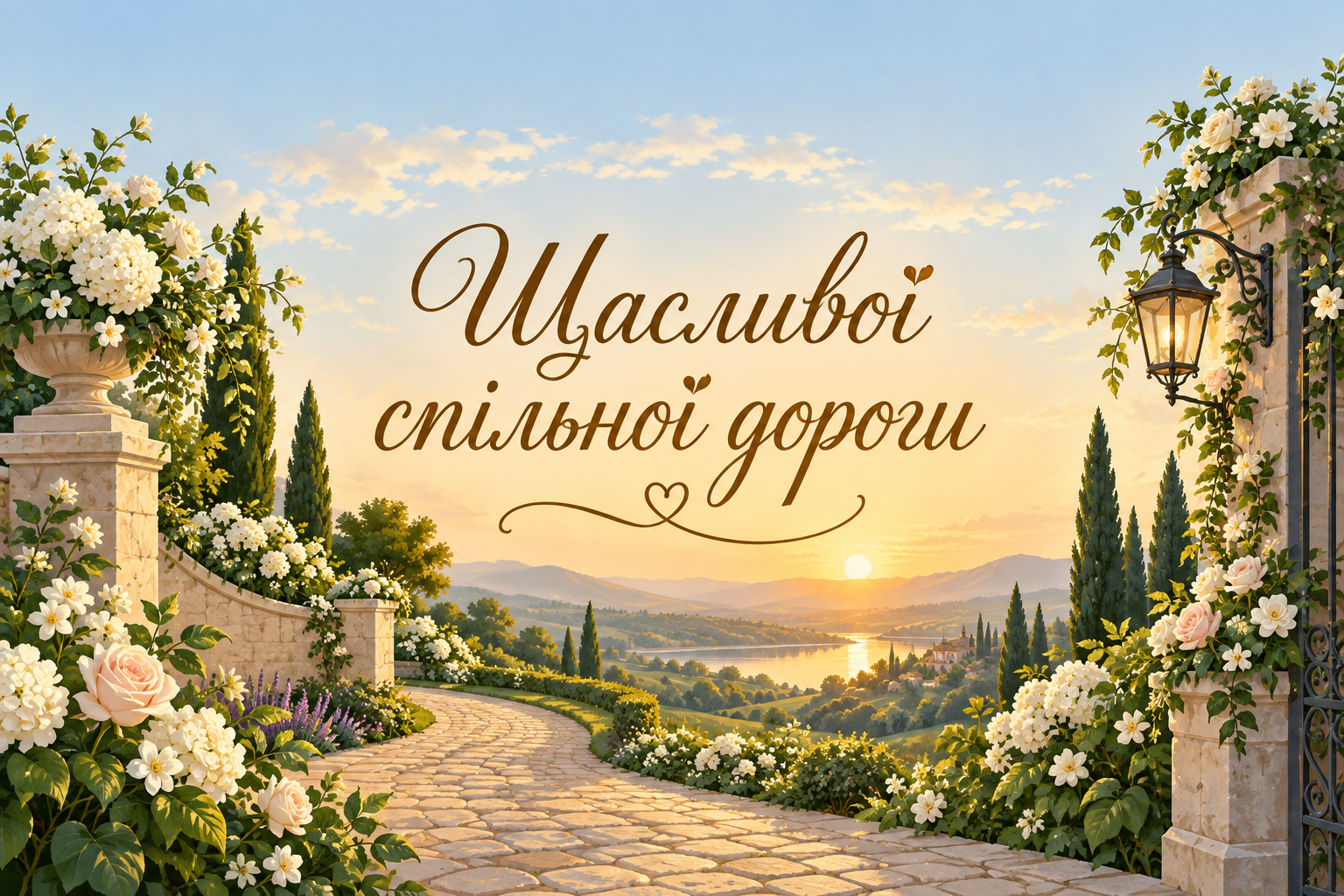 Щасливої спільної дороги - весільна листівка