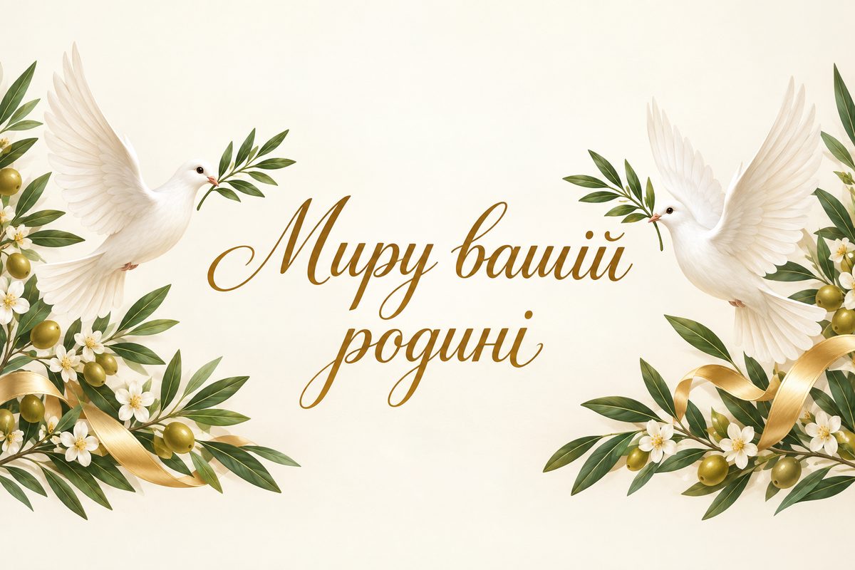 Миру вашій родині - весільна листівка