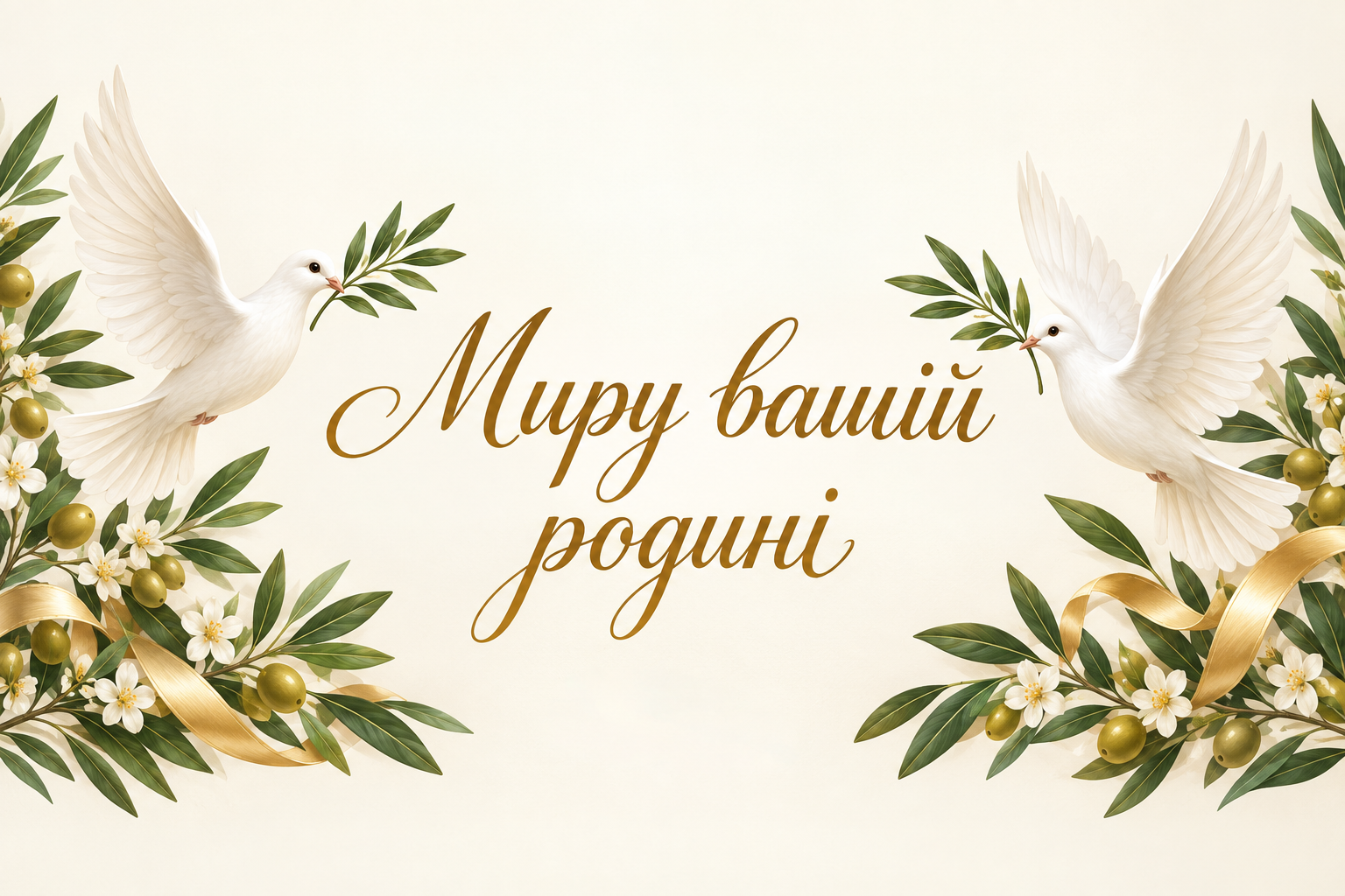 Миру вашій родині - весільна листівка
