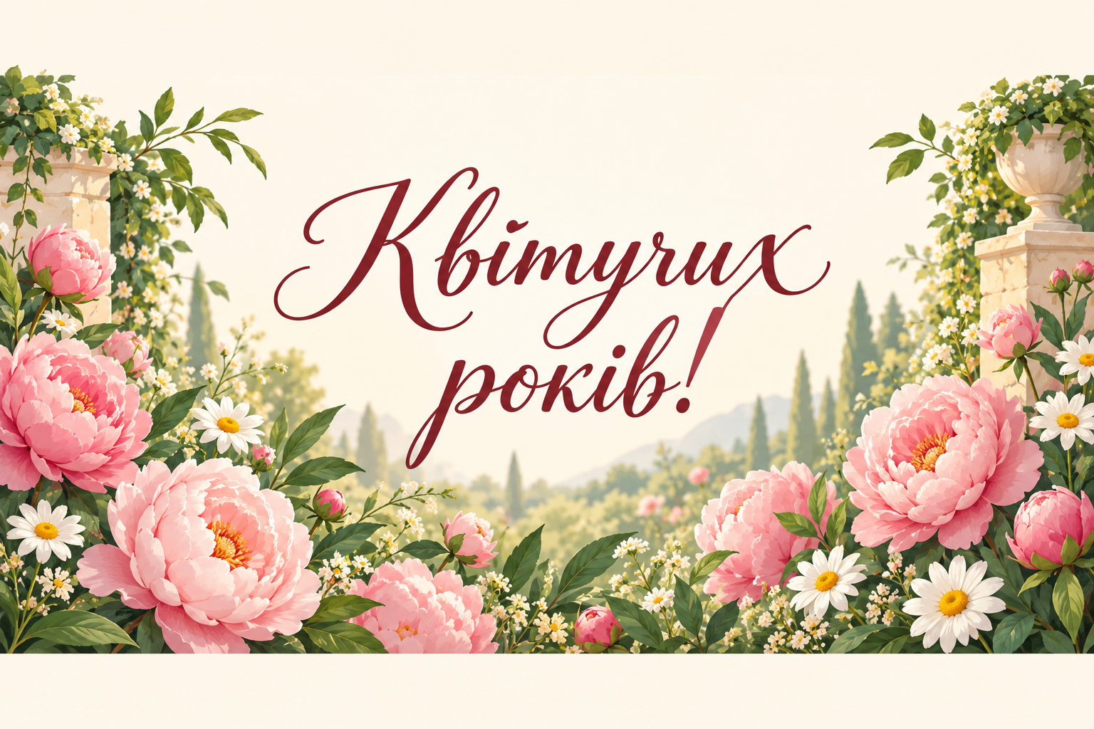 Квітучих років! - листівка з ювілеєм